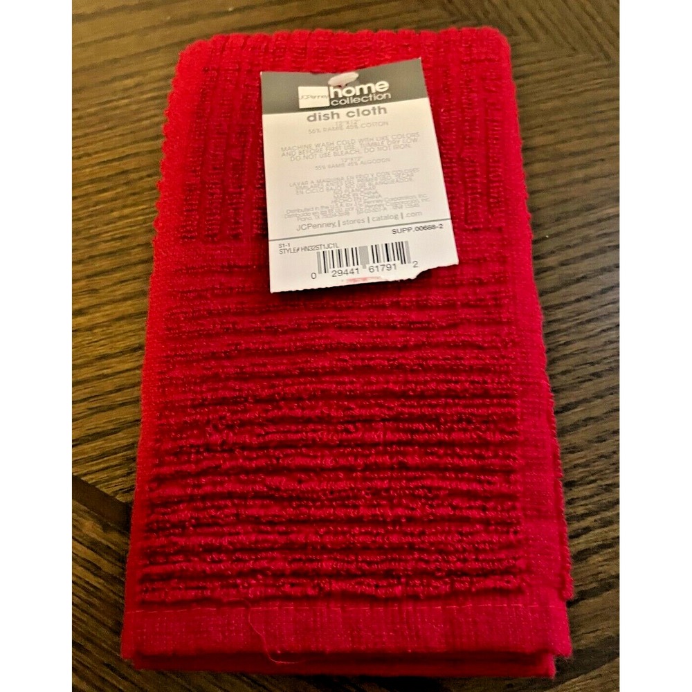 NEW JCPenney Home Collection Kitchen Dish Cloths Popcorn Texture 2-Pack Red